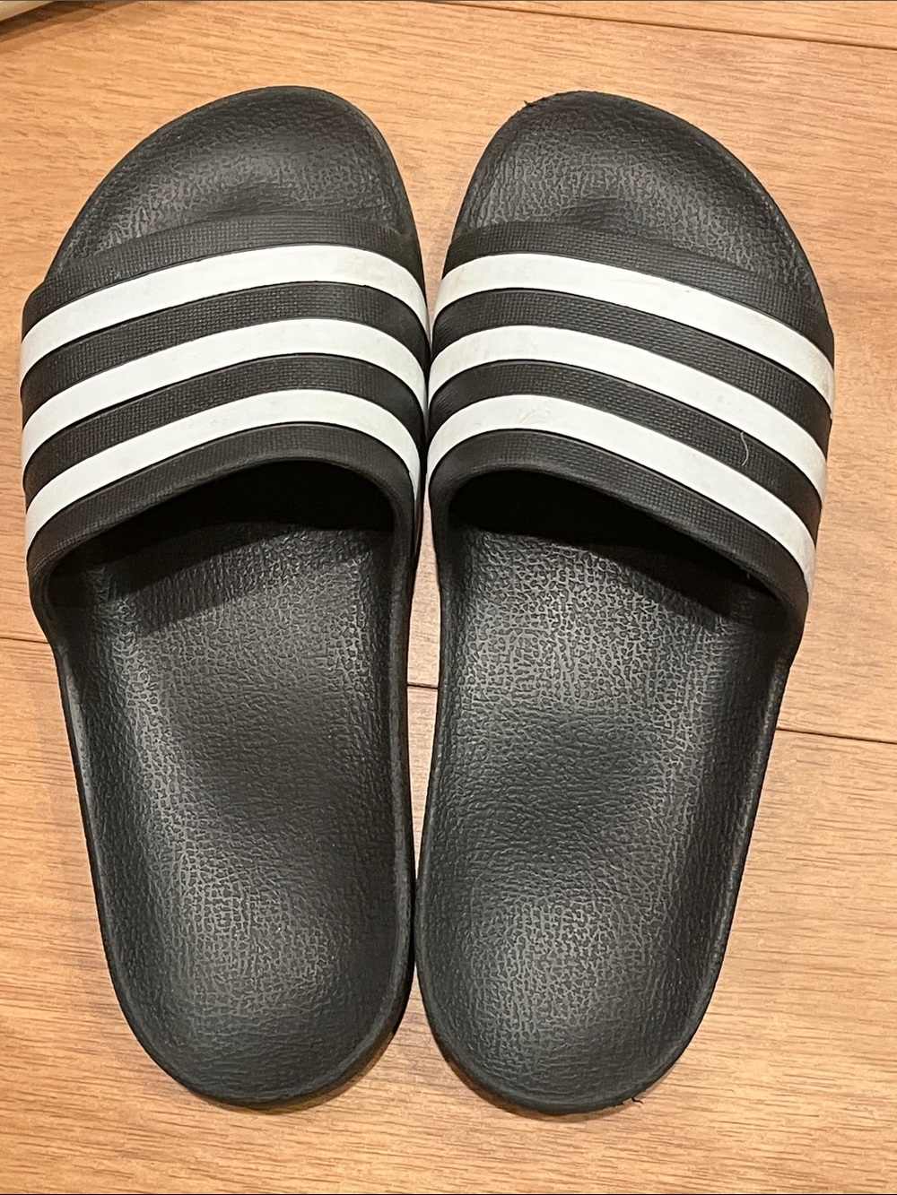 Adidas Black and White Slide Sandals